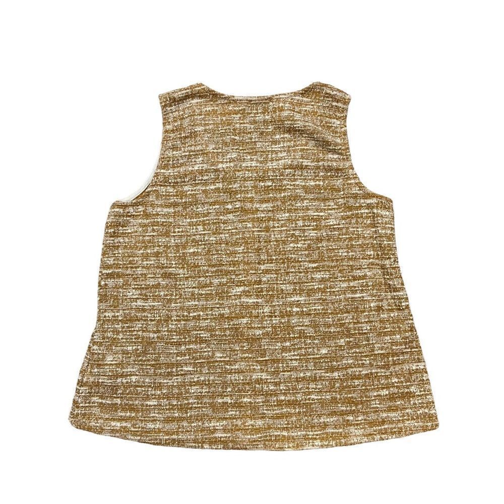 W5 Brand Mustard Tweed Button Up Tank Top Size Medium - Picture 7 of 10